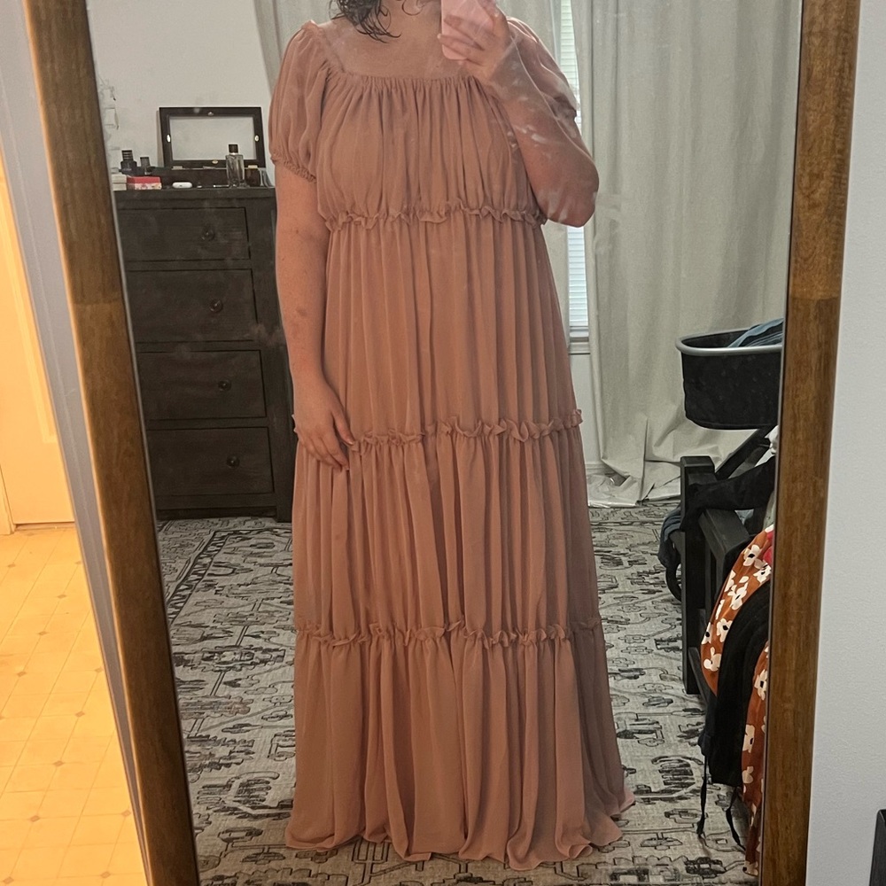 Pink Ruffled Maternity Maxi Dress - Picture 3 of 3